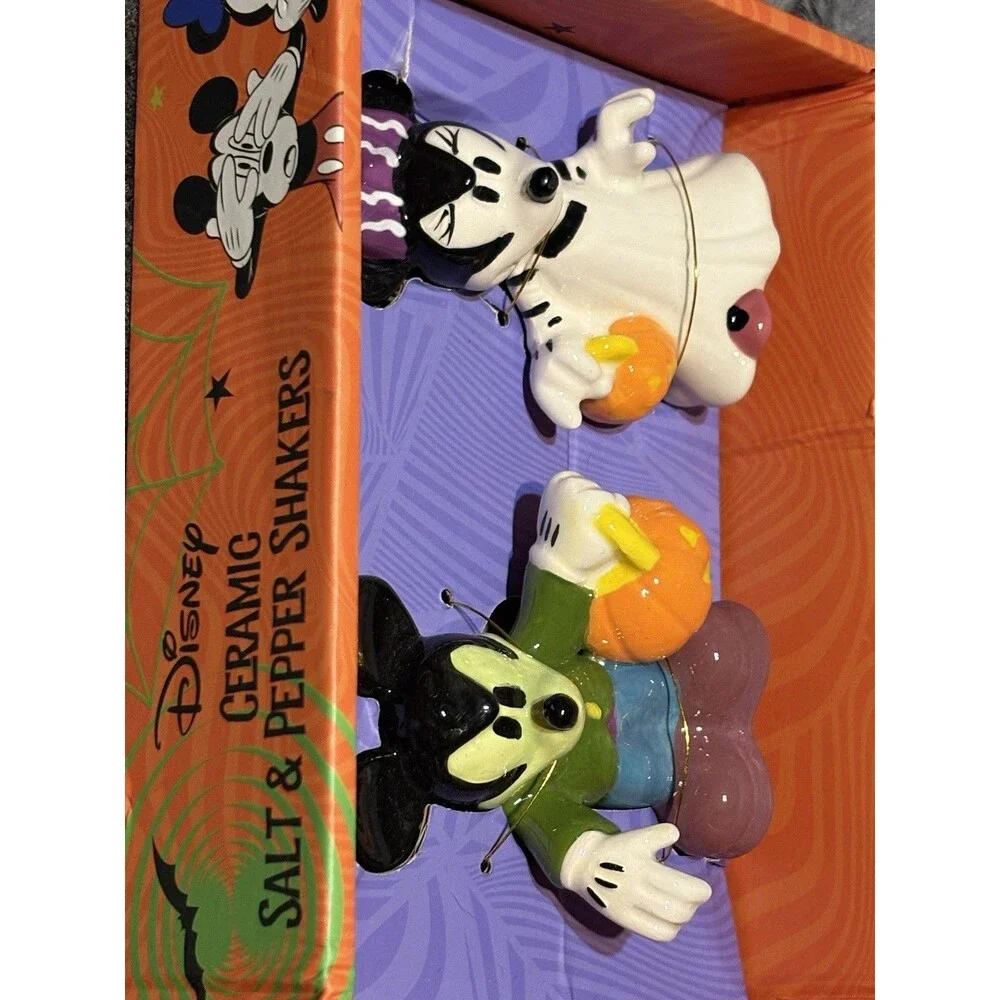 New Disney Mickey & Minnie Mouse  Frankenstein Halloween Salt & Pepper Shakers